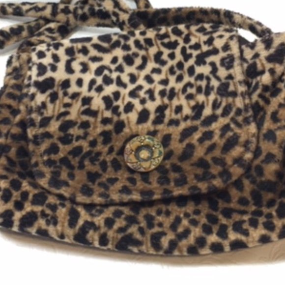 Vintage Chetah Print Soft Fabric Crossbody Bag Handmade - Picture 5 of 9